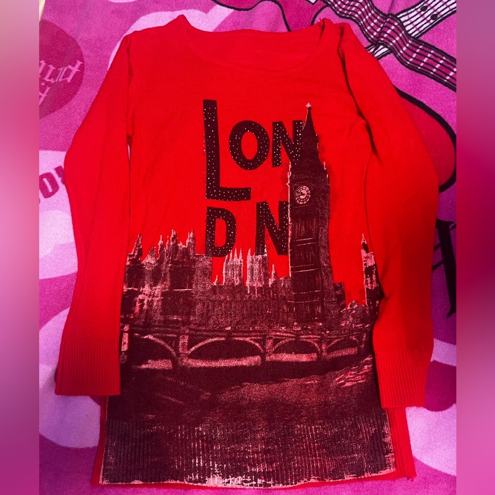 Red London Graphic Kids Shirt